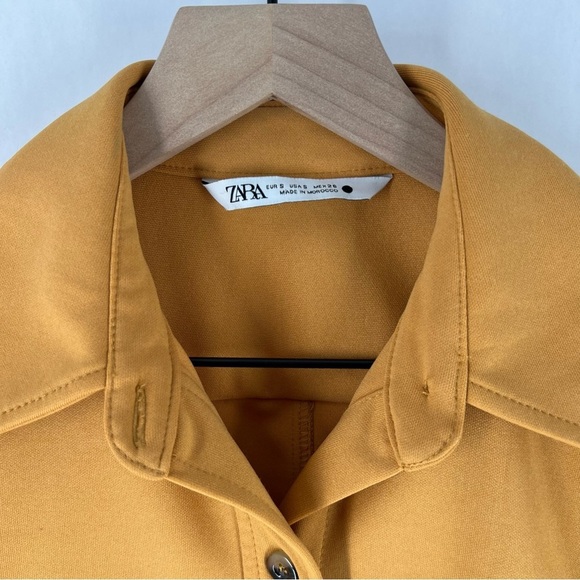 Zara Knit Long Sleeve Tortoise Shell Button Front Collared Shirt Side‎ Slits - Picture 2 of 12